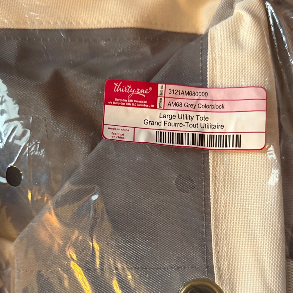 Thirty-One Gray and Cream Utility Tote